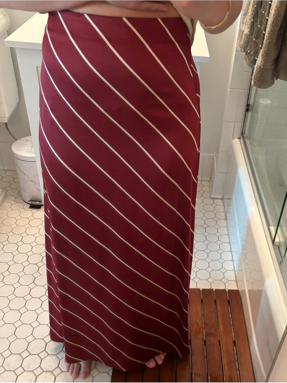 Striped Wine Maxi Skirt - Effortless Everyday Style